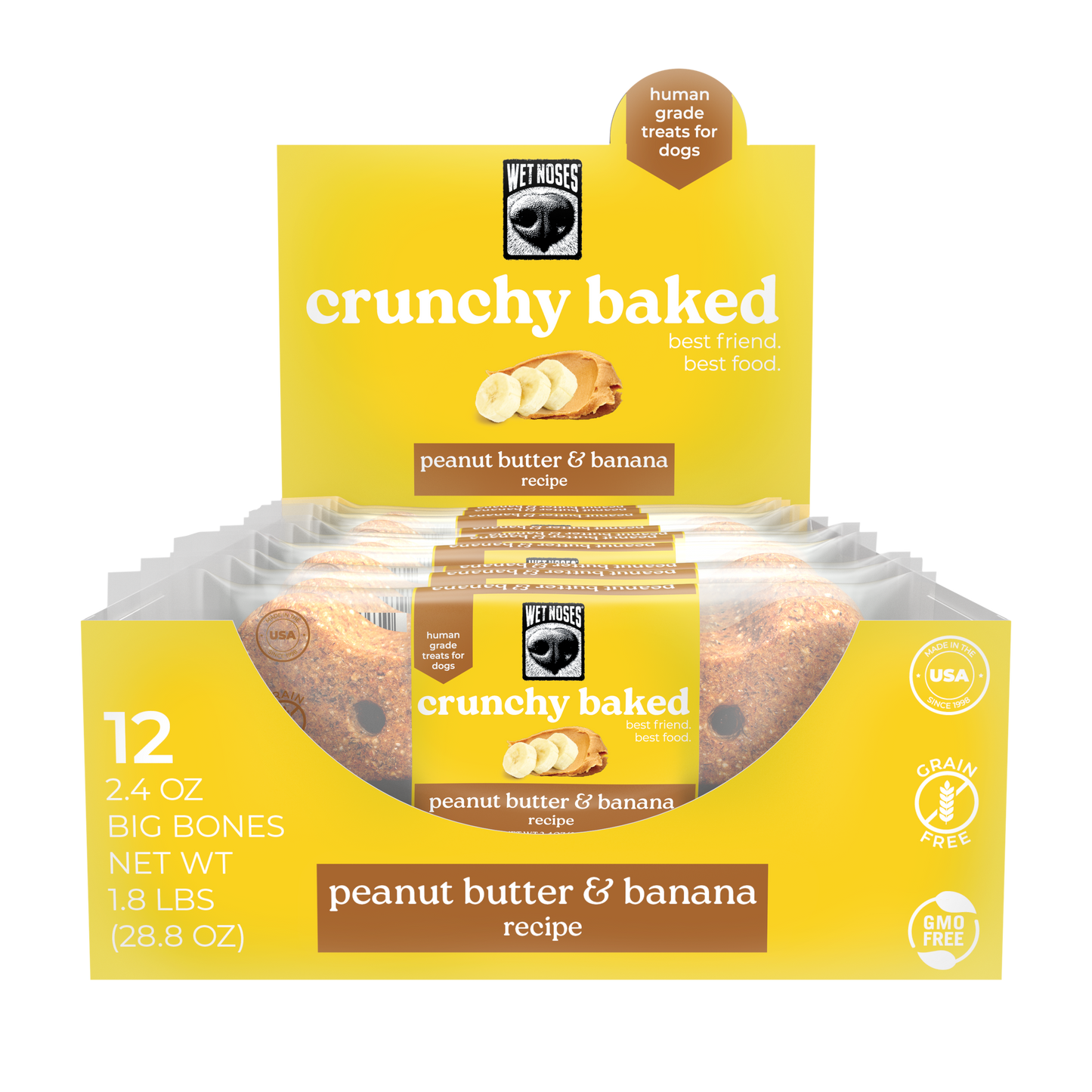 Peanut Butter Banana Crunchy Baked Big Bones - 24 Pack