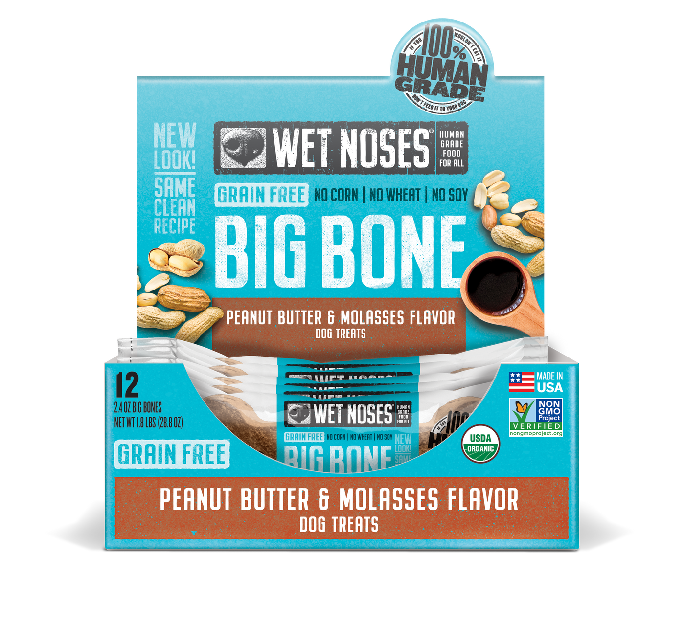 Peanut Butter & Molasses Grain Free Big Bone 2oz - 24 Pack